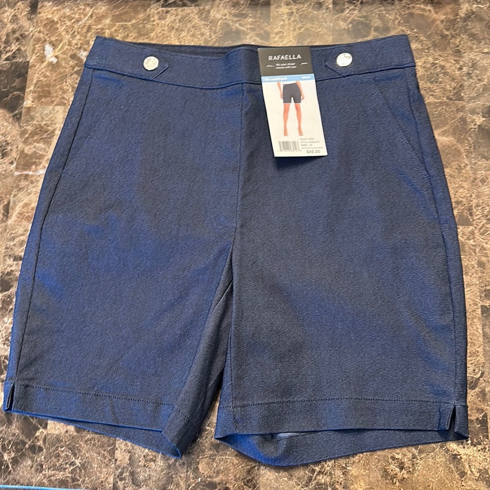 Woman’s Rafaella navy blue denim color stretchy shorts size 10